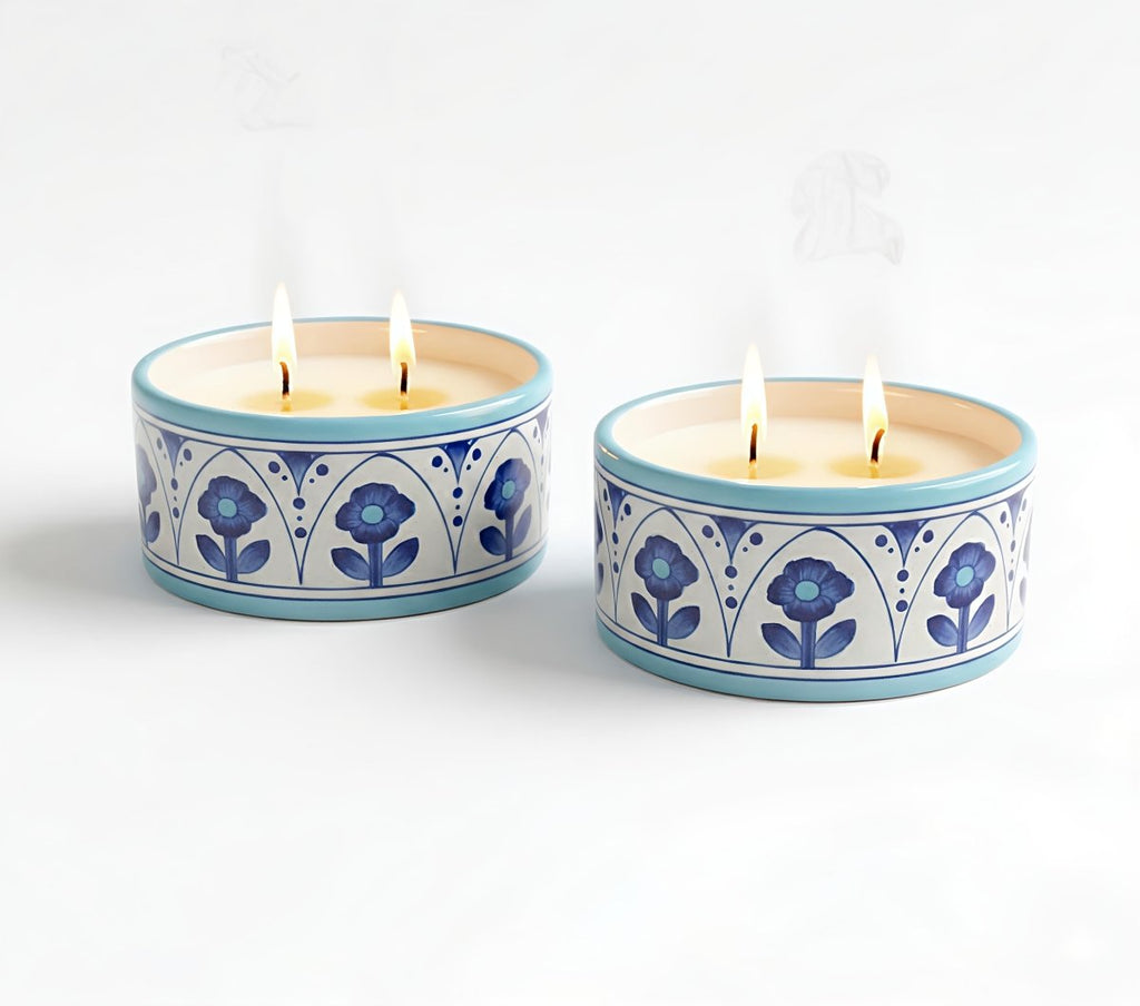 Parijat - Neelambara Blue Pottery Neelambara 22 Parijat set of 3 Parijat - Neelambara