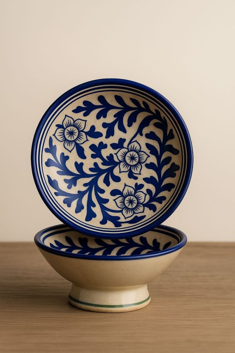 Pushp Bhojan Patra - Neelambara Blue Pottery Neelambara   6 inch Pushp Bhojan Patra - Neelambara