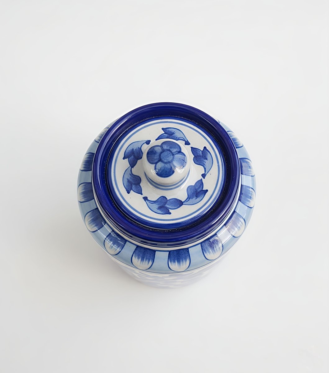 Pushpa Dhara Nidhi - Neelambara Blue Pottery Neelambara   7 inch x 4.5 inch Pushpa Dhara Nidhi - Neelambara