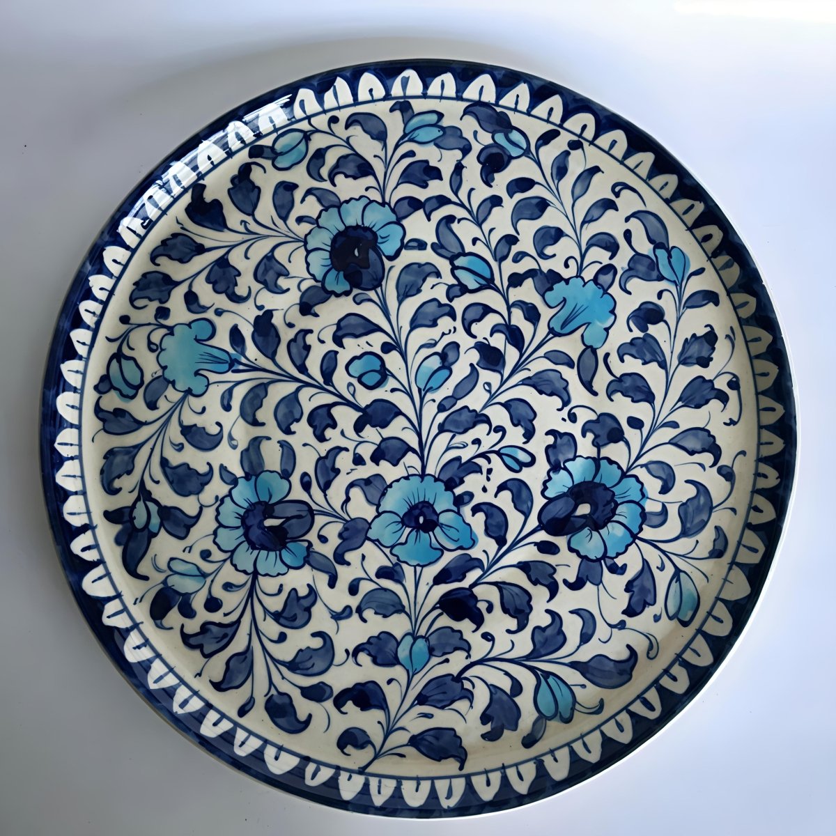 Tarang Bela Thali - Neelambara Blue Pottery Neelambara   12 inch Tarang Bela Thali - Neelambara