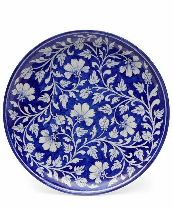 Vibha Neel Thali - Neelambara Blue Pottery Neelambara   12 inch Vibha Neel Thali - Neelambara