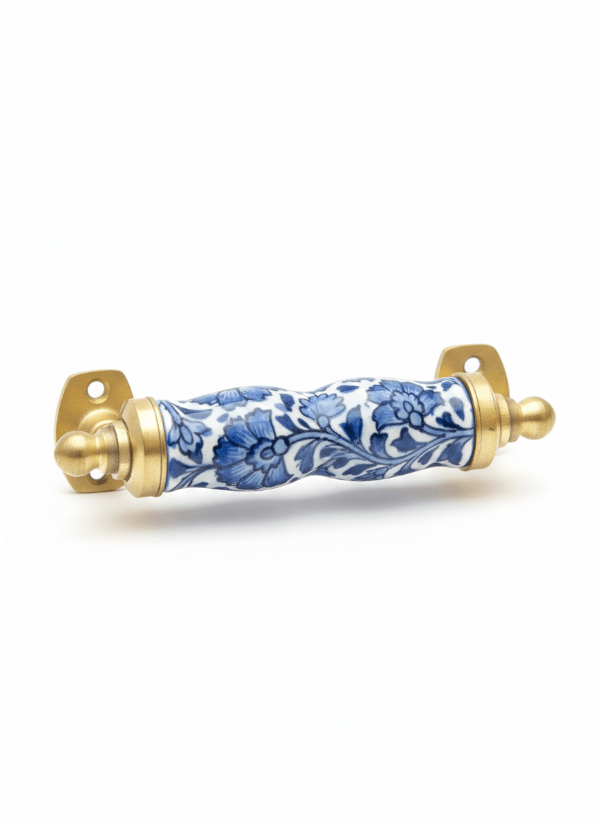 Vyom - Neelambara Blue Pottery Neelambara VYOM-HNDL-CBL-BLU-001 Barcode  Warning Complete Incomplete SKU  Warning Complete Incomplete  4 inch  Barcode  Warning Complete Incomplete SKU 6 inch Vyom ceramic cabinet handle - Neelambara